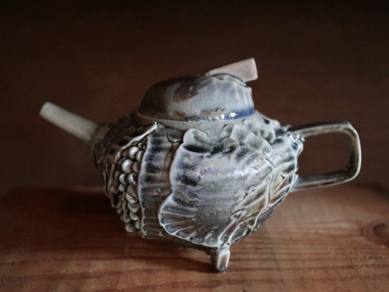 云鳞三足柴烧壶_p1 - 茶具/茶杯 - 瓷 蓝色