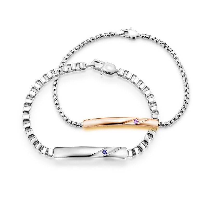 ::免费刻字:: 爱之星情 西德钢情侣手链 一对贩售 - 手链/手环 - 不锈钢 银色