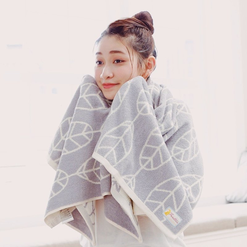 厚质手感色纱百分百棉吸水浴巾-藕紫灰 - 毛巾浴巾 - 棉．麻 灰色