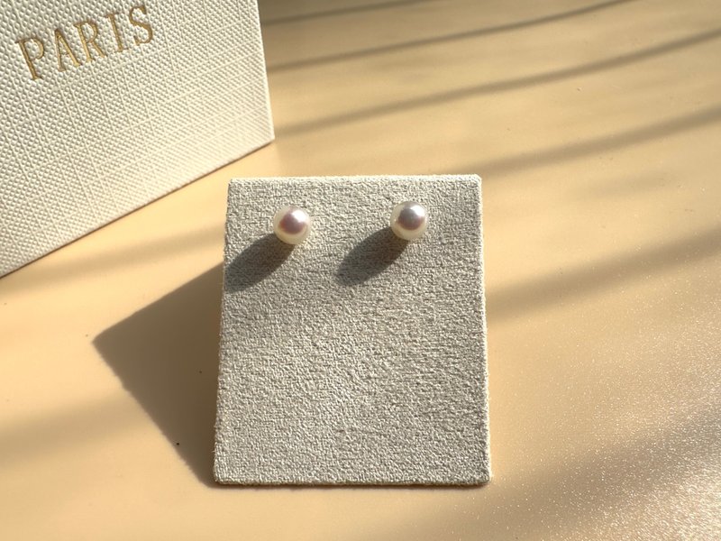 14KGF天然淡水珍珠极光耳钉 独立原创手作 自然主义 圣诞礼物 - 耳环/耳夹 - 珍珠 