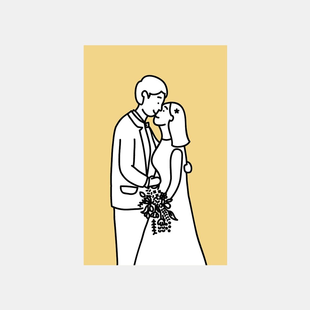 Wedding Postcard (Yellow/2EA) - 卡片/明信片 - 纸 黄色