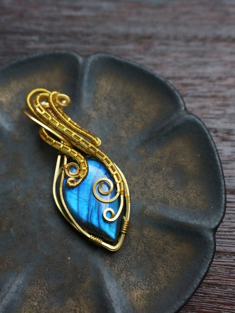 | MC |绕铜拉长石项链 手工编织  复古 wire wrap - 项链 - 宝石 