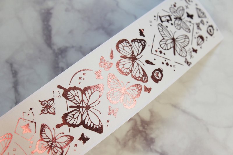 烫金纸胶 蝶影  玫瑰粉 - 纸胶带 - 纸 粉红色