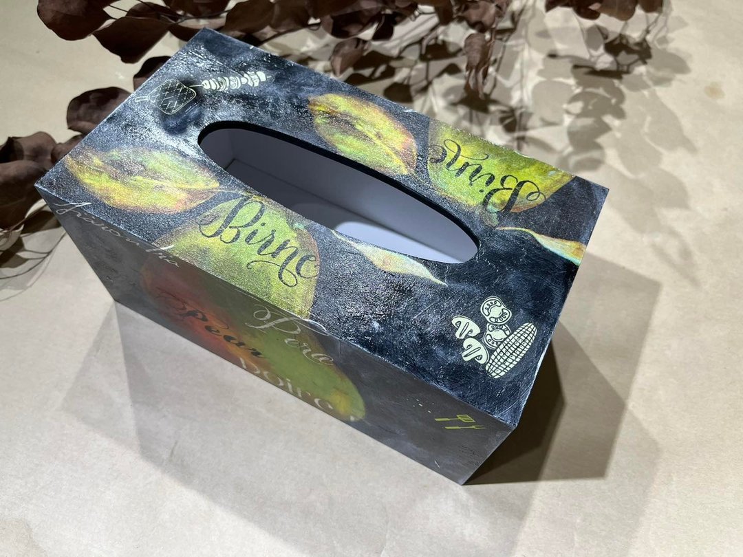 岁末出清 面纸盒 桌上型 木盒 盖子 蝶古巴特 纸艺拼贴 - 纸巾盒 - 木头 多色
