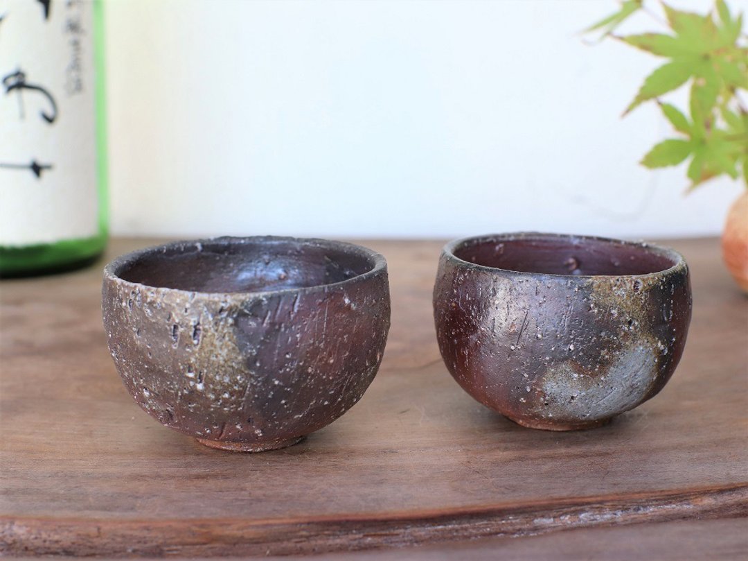Bizen ware sake cup (set of 2) gi-328 - 酒杯/酒器 - 陶 咖啡色