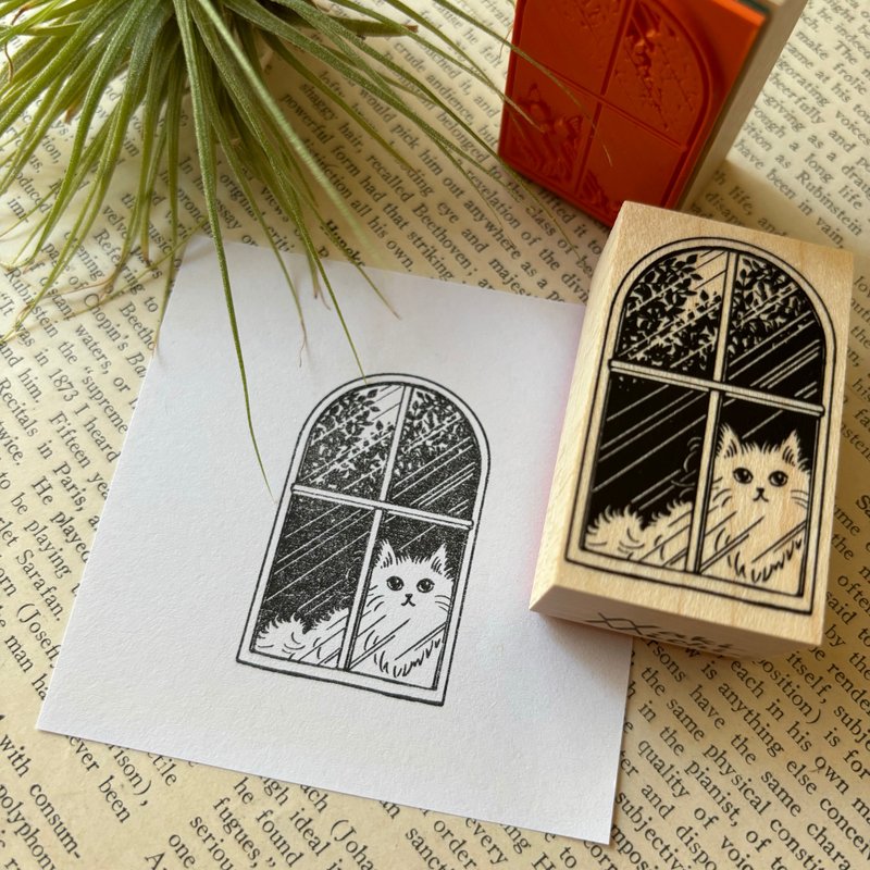 树影映窗猫咪印章 - 印章/印台 - 橡胶 