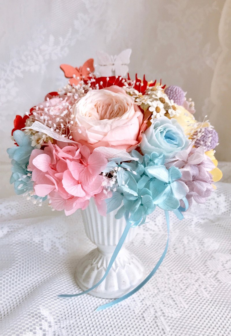 Masako  马口铁高脚杯  缤纷系永生花礼 - 干燥花/捧花 - 植物．花 粉红色