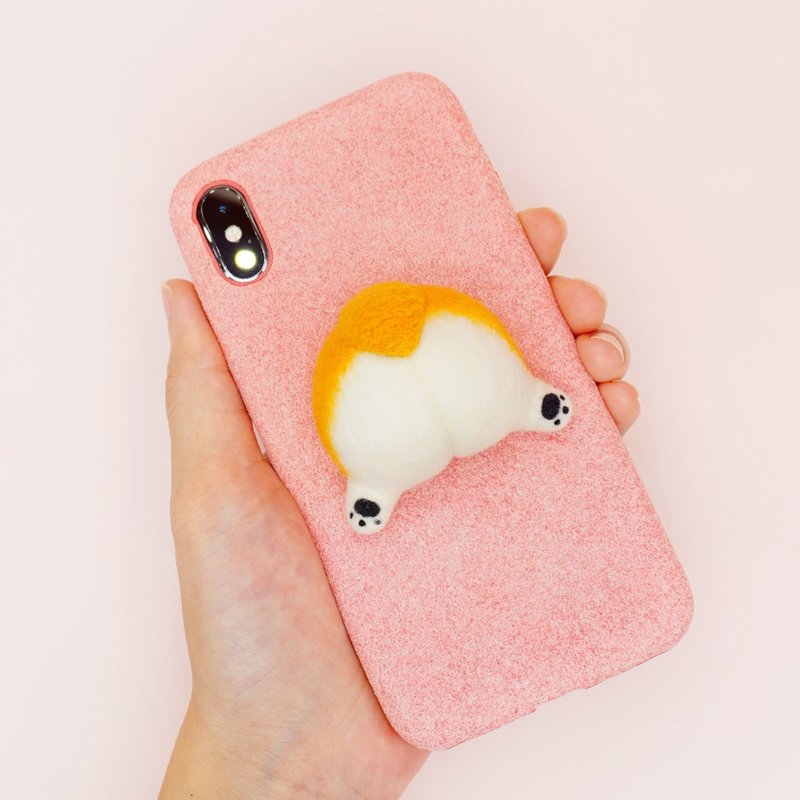 柯基屁屁羊毛毡手机壳 生日圣诞礼物 - 手机壳/手机套 - 羊毛 粉红色