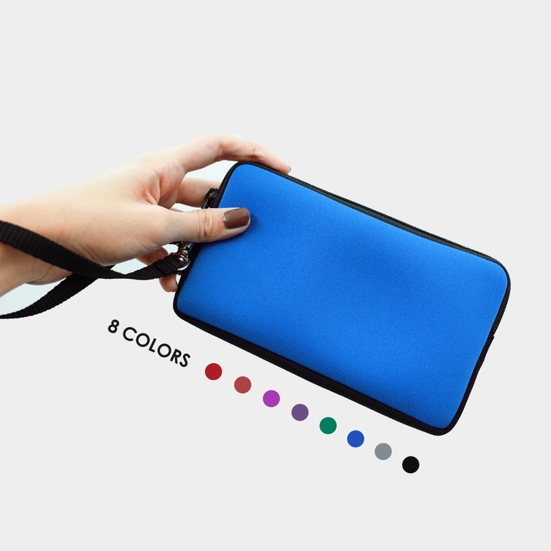 简约 5-6寸 手机随身包 手拿包 附手腕带 内有隔层 - 手拿包 - 防水材质 蓝色