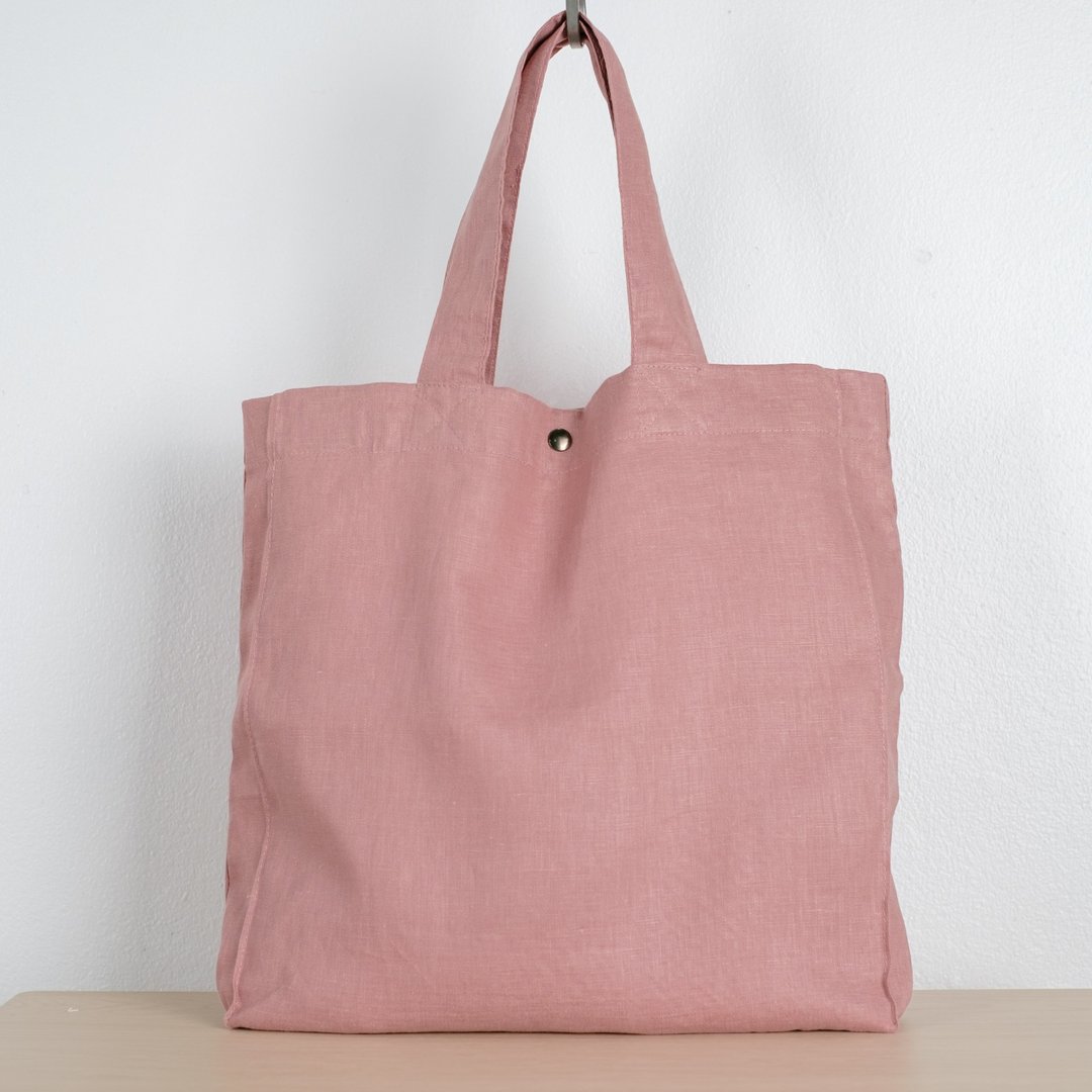 Casual Linen Tote Bag (Pink Lotus) - 手提包/手提袋 - 棉 粉红色
