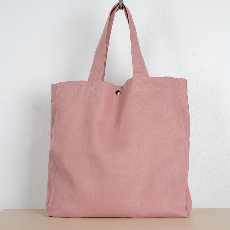 Casual Linen Tote Bag (Pink Lotus) - 手提包/手提袋 - 棉．麻 粉红色