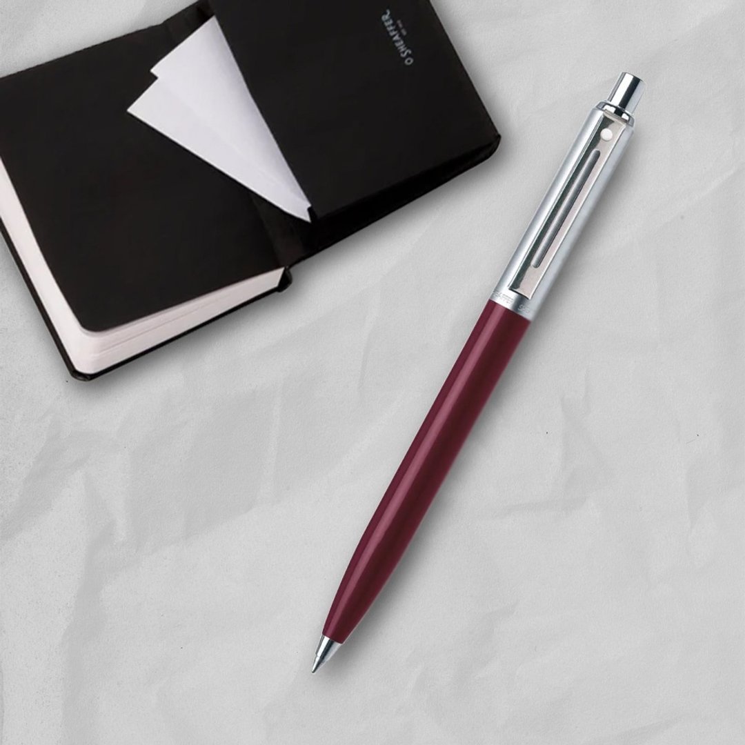 【SHEAFFER】Sentinel 系列 哨兵原子笔 酒红+A6 笔记本礼盒 免费 - 圆珠笔/中性笔 - 其他金属 红色