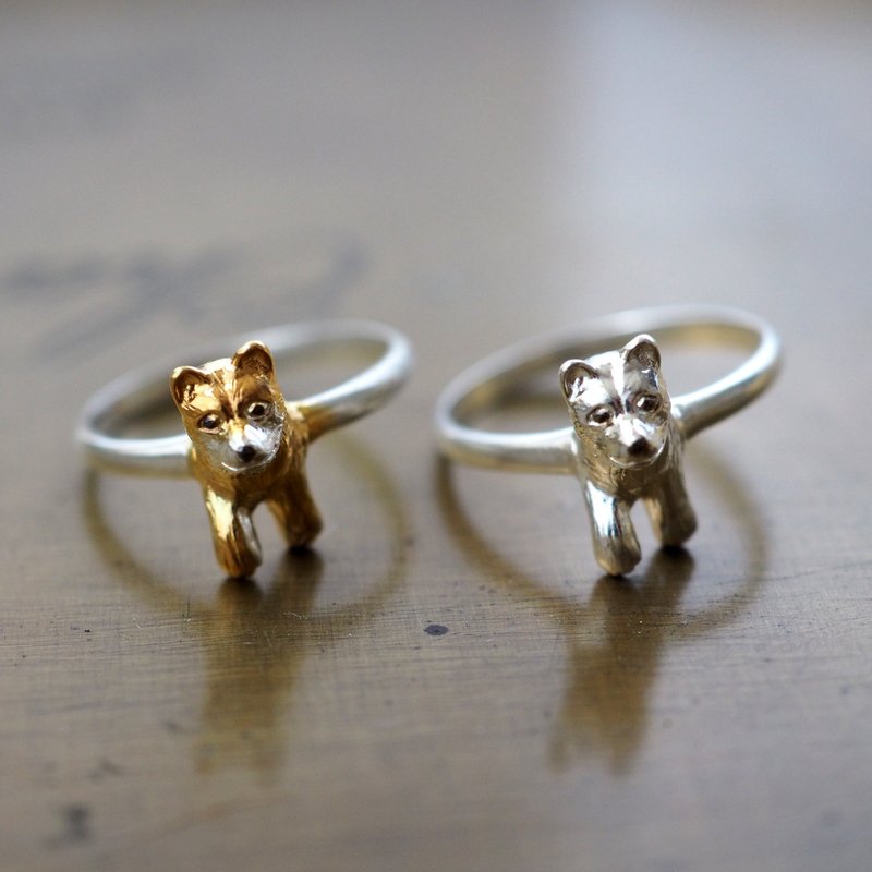 柴犬银戒指 - 戒指 - 纯银 银色