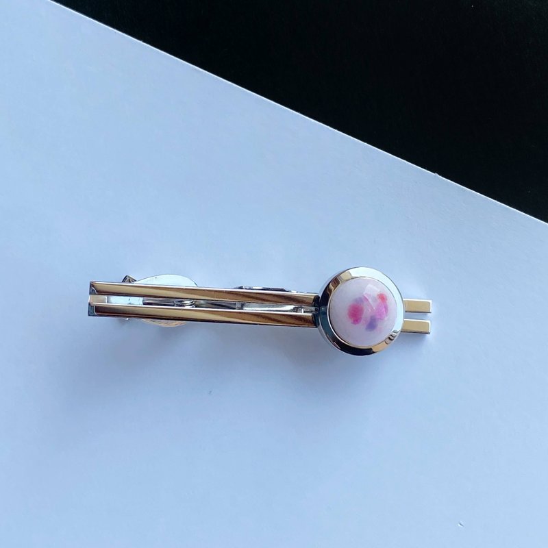 Pastel [Rose] Cloisonne Tie Clip Pure Silver Cloisonne - 领带/领带夹 - 其他材质 粉红色