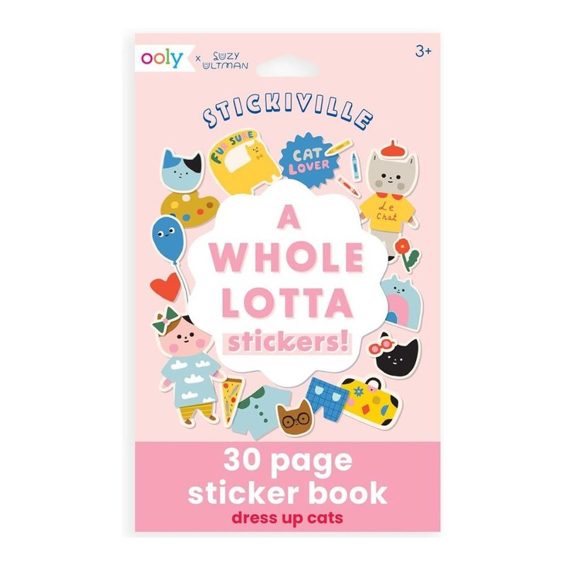 【美国OOLY】Suzy Ultman 联名贴纸书 - 猫咪服装大变身 (30页) - 贴纸 - 纸 粉红色
