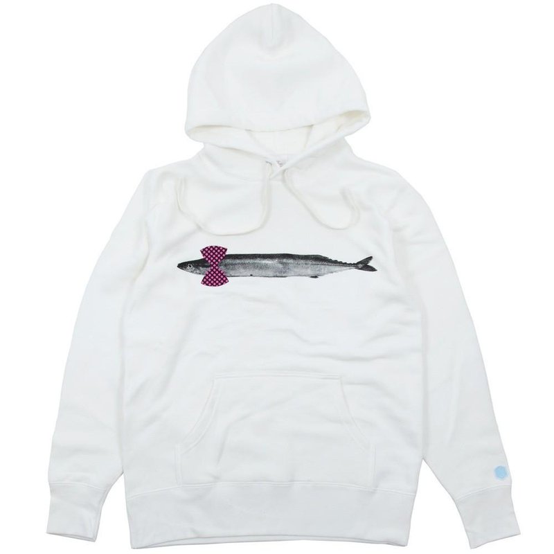 Bow tie saury hoodie unisex S ~ XL size Tcollector - 女装上衣 - 棉．麻 白色