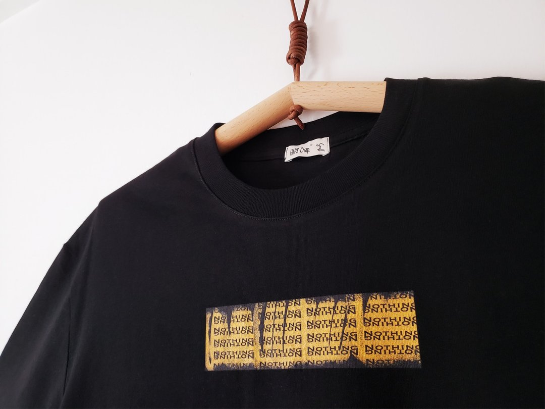 原創 Nothing系列 T-shirt Oversize落肩款 - 女装 T 恤 - 棉 黑色