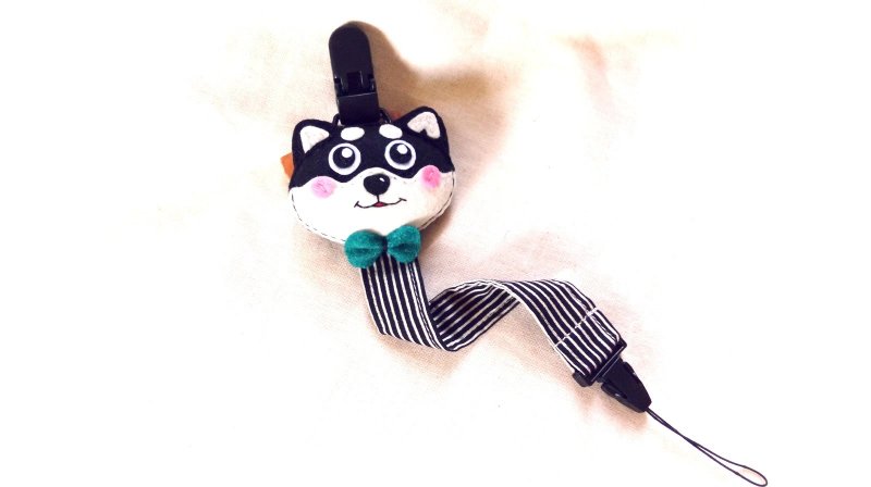 奶嘴链夹~不织布柴犬娃娃 - 奶瓶/奶嘴 - 棉．麻 多色