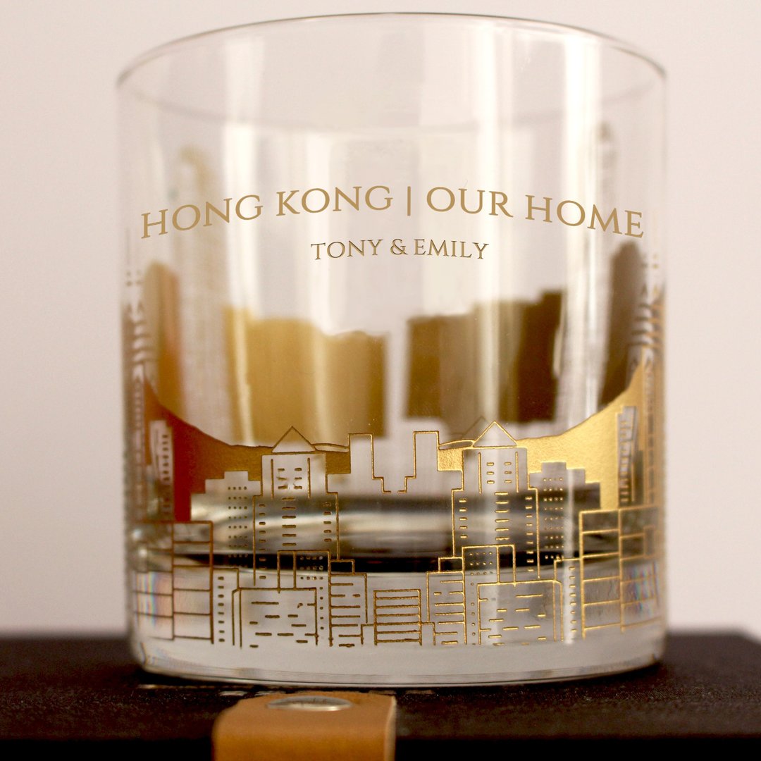 【定制】纪念礼物HONGKONG|OUR HOME威士忌杯|雕刻 - 玻璃杯 - 玻璃 