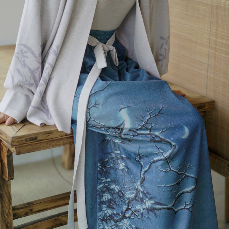 【雪树寒禽】新中式复古/古画感长裙 - 裙子 - 其他材质 多色