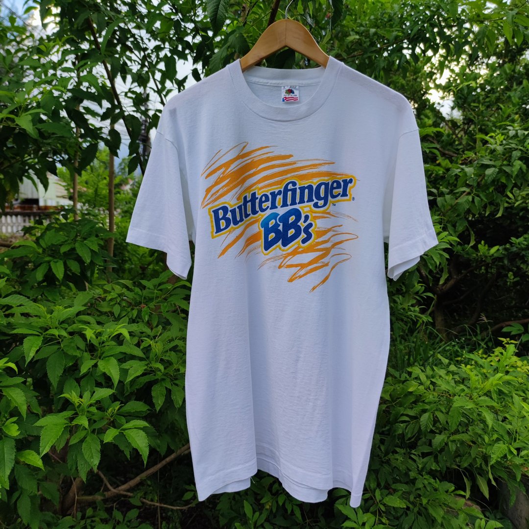 Vintage 90s Butterfinger Candy Snack T-Shirt Size L - 男装上衣/T 恤 - 棉 白色