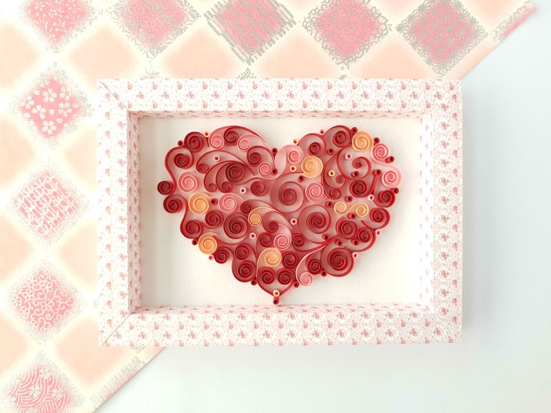 手作卷纸装饰相框-我的一颗心 爱心摆饰 - 摆饰 - 纸 红色