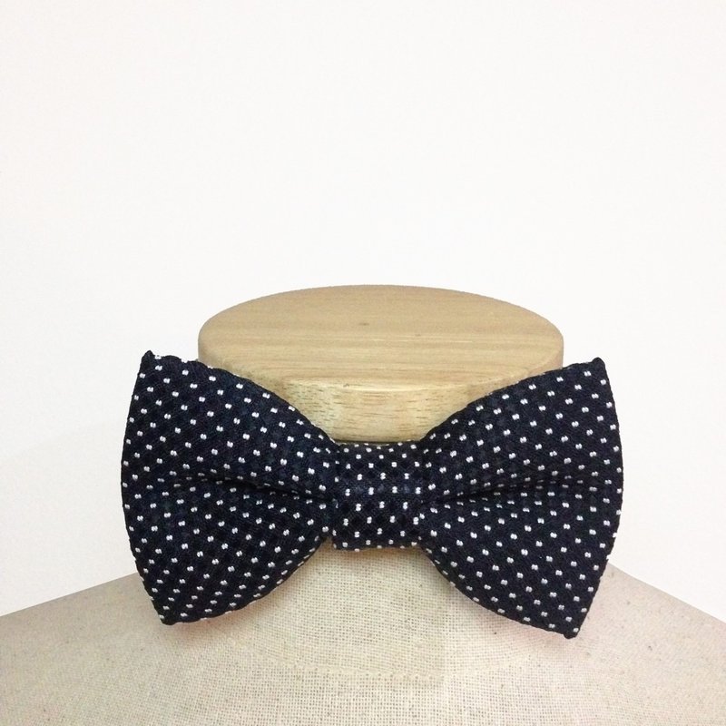 Bow Tie BLACK DOT - 领带/领带夹 - 棉．麻 黑色