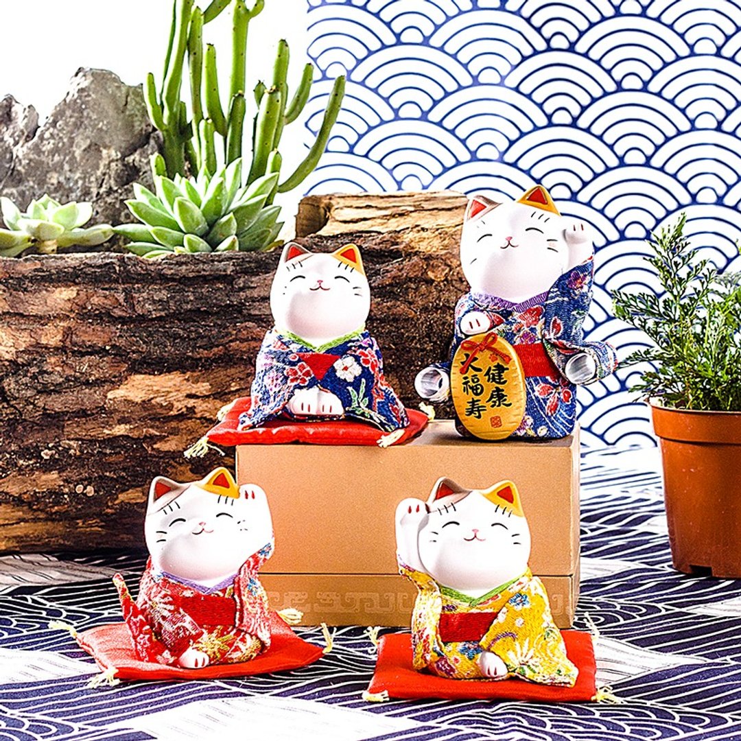 日本药师窑锦彩招财猫 汽车摆件开业乔迁结婚送朋友 创意生日礼物 - 摆饰 - 陶 