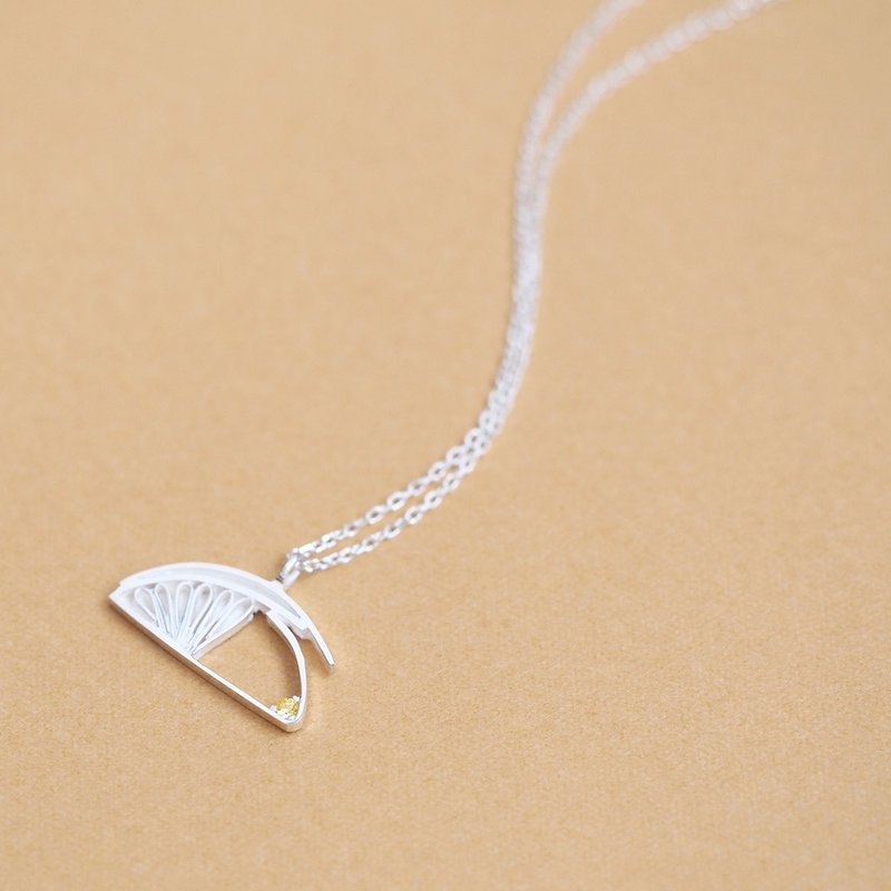 Citrine orange necklace Silver 925 - 项链 - 其他金属 灰色