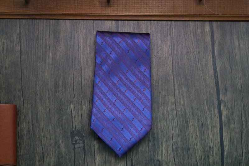蓝紫色小刺绣领带/雅痞型男百搭款式 - 领带/领带夹 - 丝．绢 蓝色