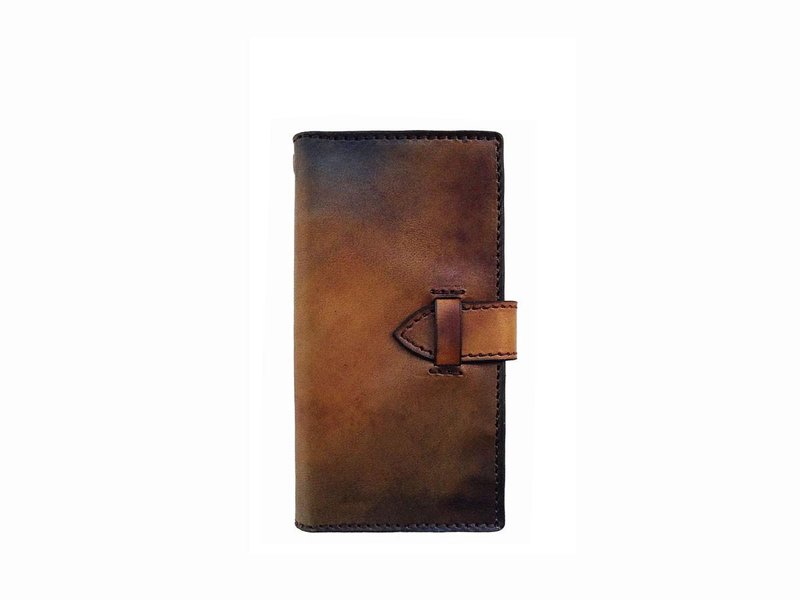 Brown uneven dyed leather iPhone case - 手机壳/手机套 - 真皮 咖啡色