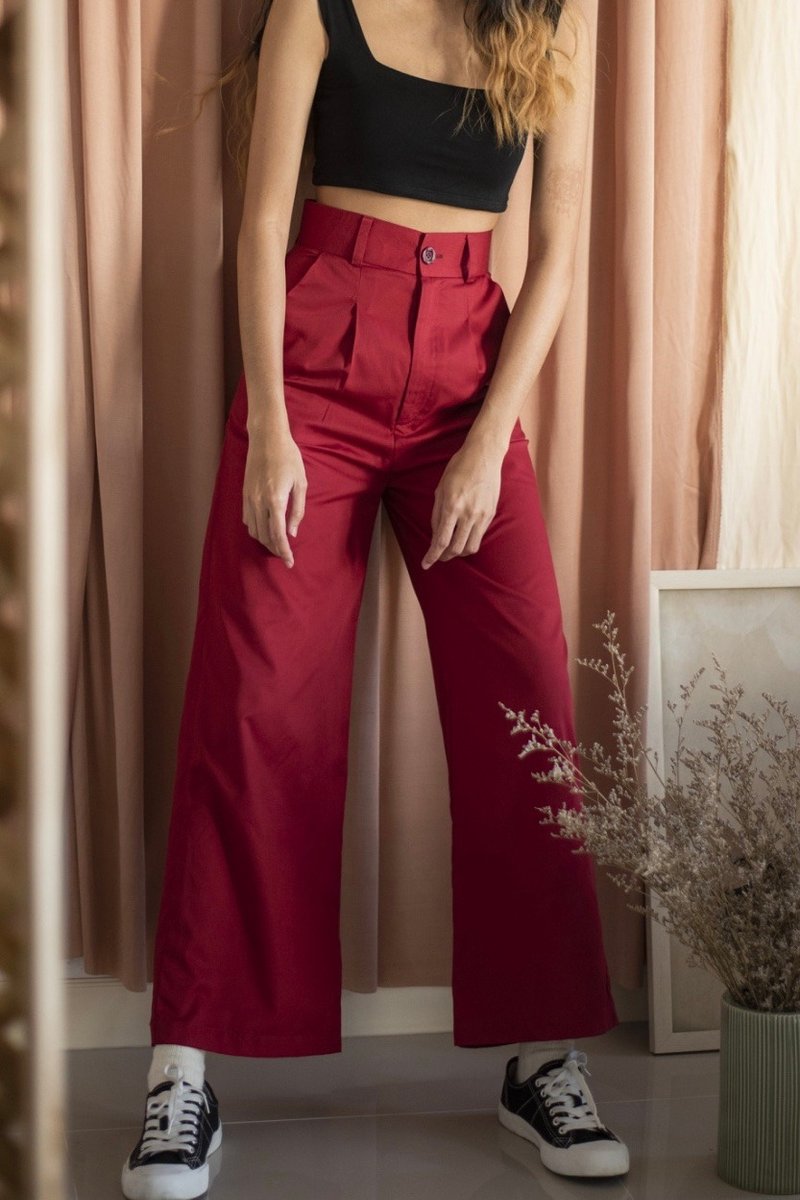 Lichi / Trousers - Red - 男士长裤 - 棉．麻 粉红色