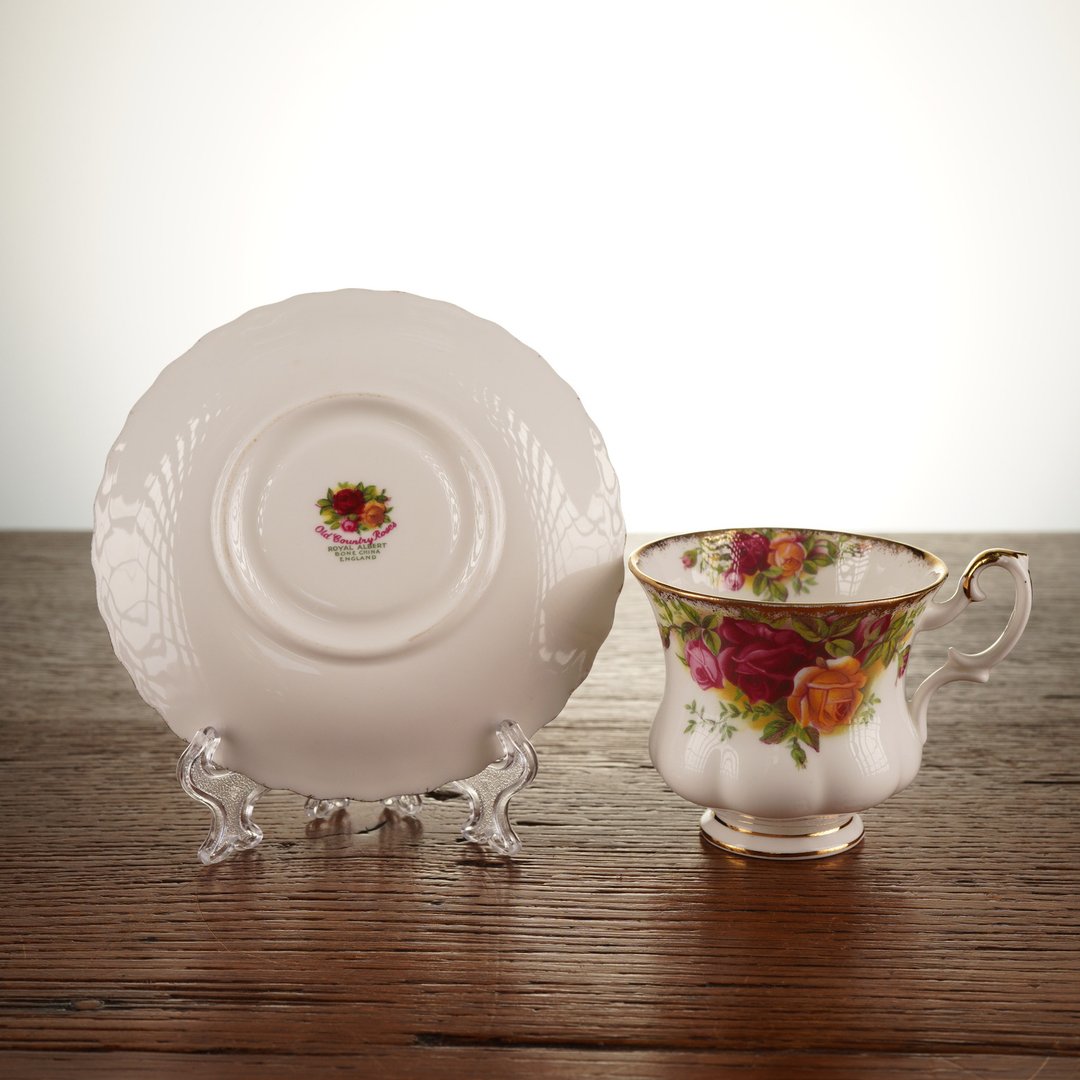 Royal Albert old country rose乡村玫瑰/老镇玫瑰骨瓷咖啡杯盘组 - 茶具/茶杯 - 瓷 