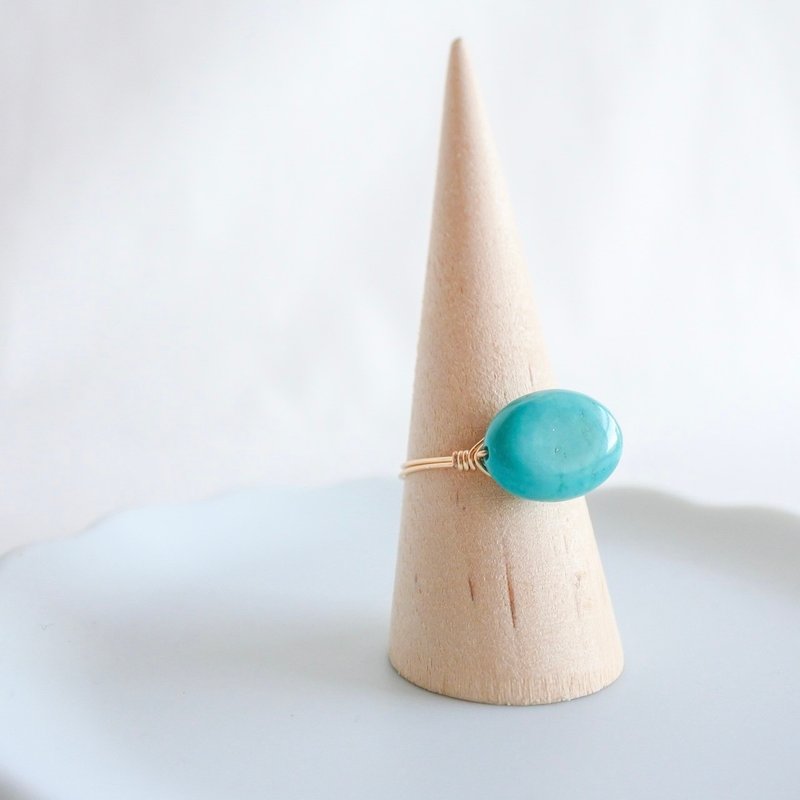 Turquoise – Small Grain – Gold Ring – Natural Stone Ring - 戒指 - 其他金属 蓝色