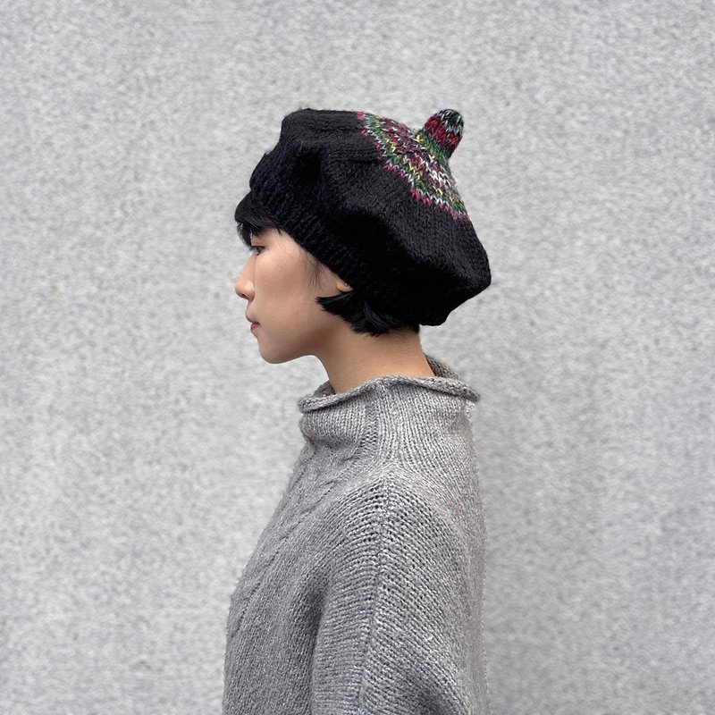 彩织羊毛_艺术家贝雷帽-星空黑_公平贸易 - 帽子 - 羊毛 