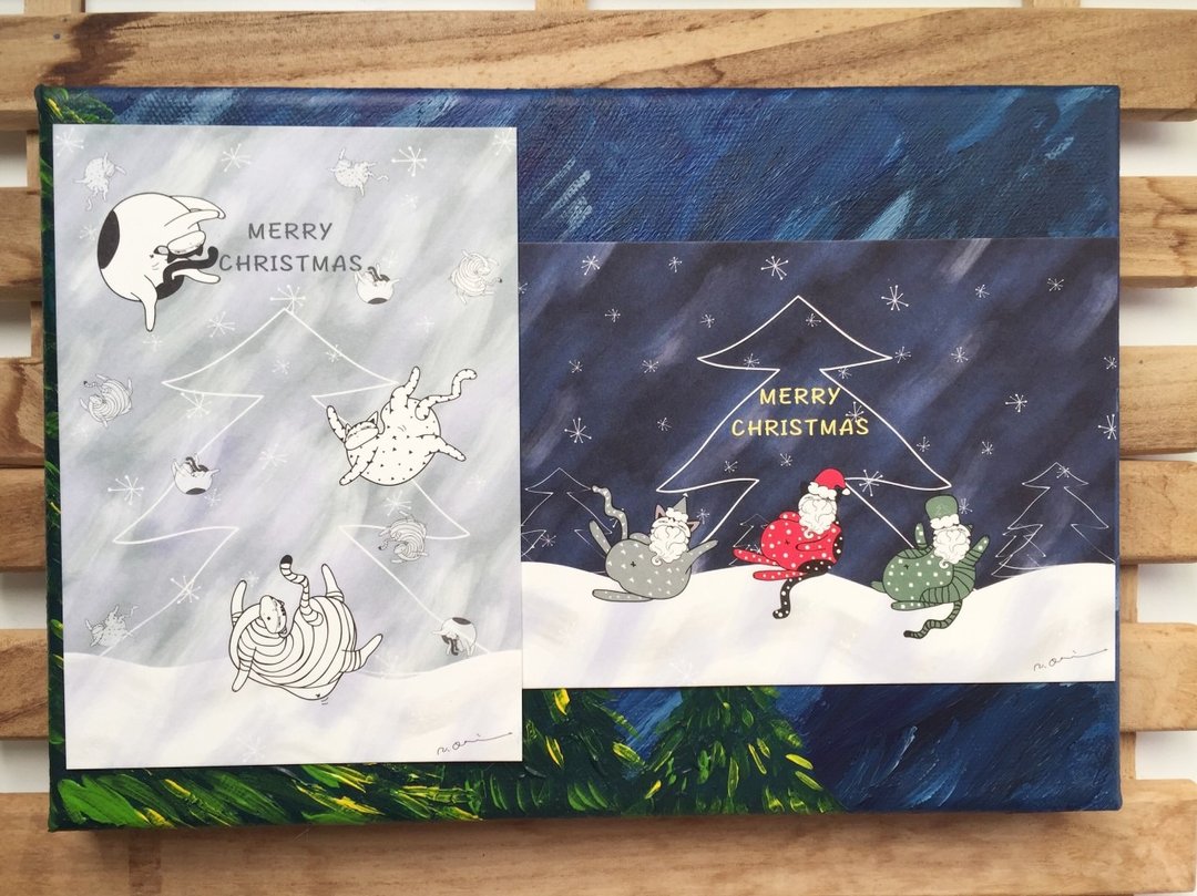 记忆中的christmas明信片（2入组） - 卡片/明信片 - 纸 蓝色