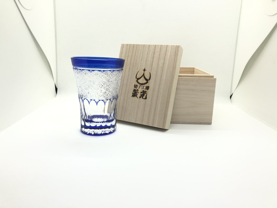 Flat watermark chrysanthemum tumbler - 玻璃杯 - 玻璃 蓝色
