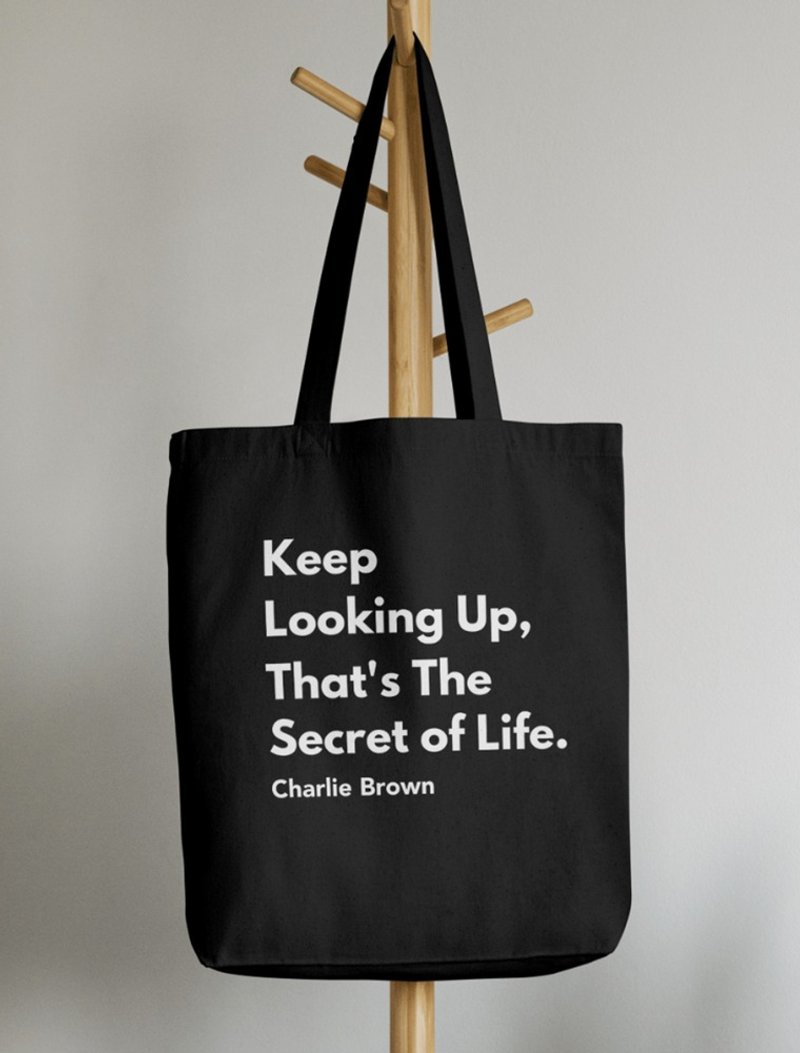 带着阳光走系列-帆布袋 (黑色帆布-白色字体) - 手提包/手提袋 - 棉．麻 多色