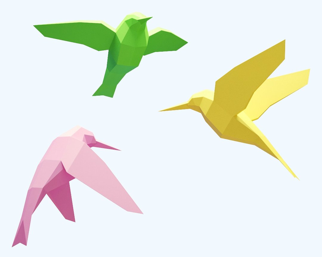 Papercraft Birds, How to make 3D paper craft, paper sculpture, DIGITAL TEMPLATE - 手工艺教程/工具书 - 其他材质 