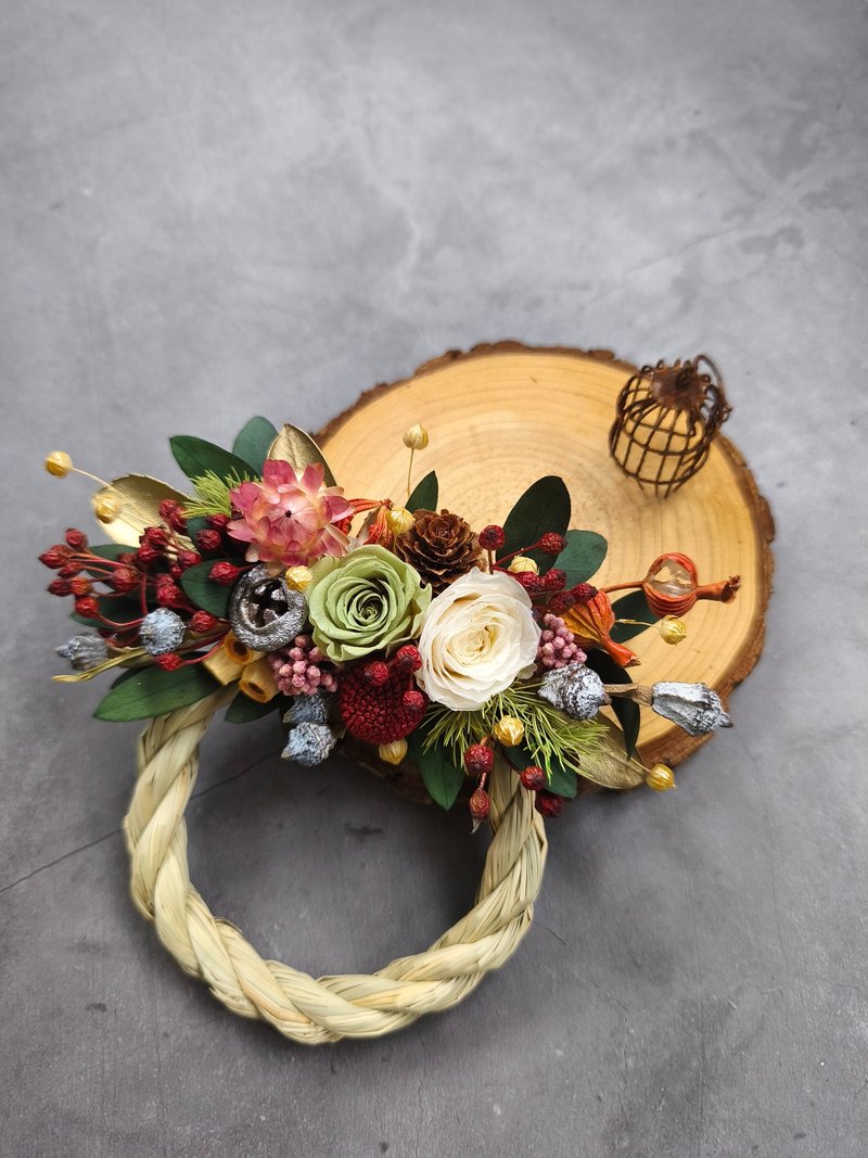 新春祈福注连绳挂饰永生玫瑰生日礼物小挂饰 - 墙贴/壁贴 - 植物．花 绿色