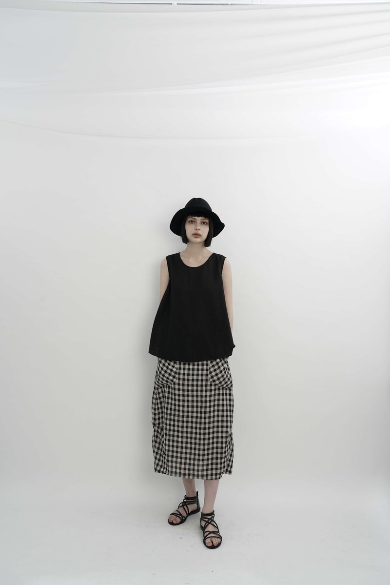 纯麻无袖上衣 - 女装上衣 - 棉．麻 黑色