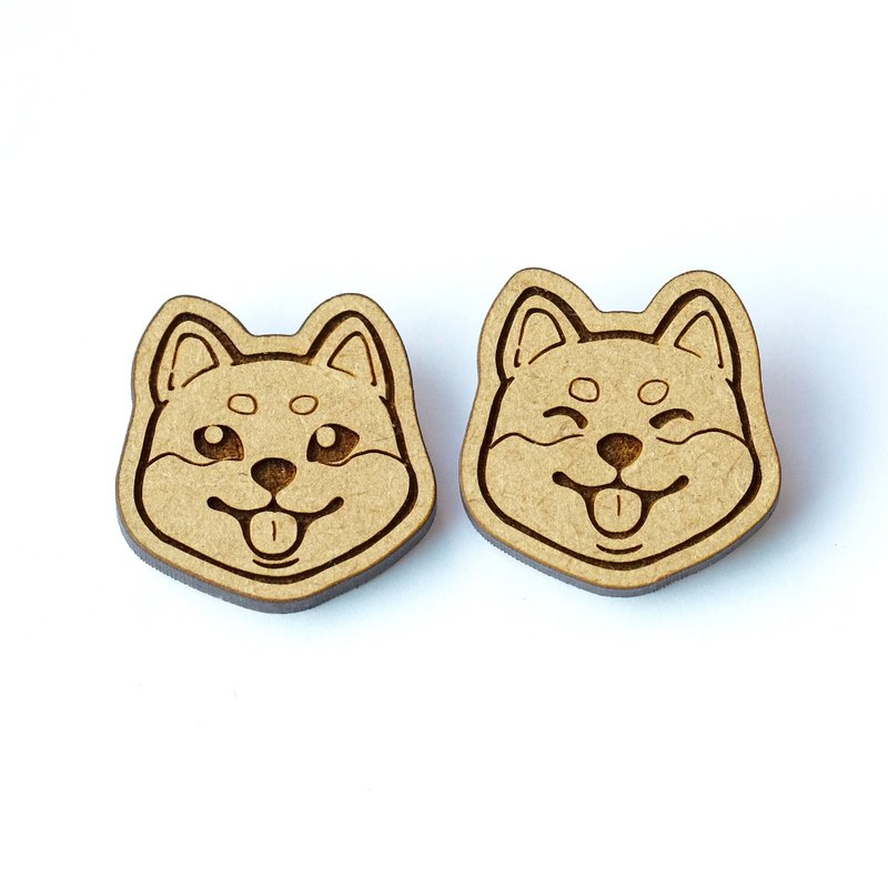 木制胸针-柴柴 - 胸针 - 木头 咖啡色