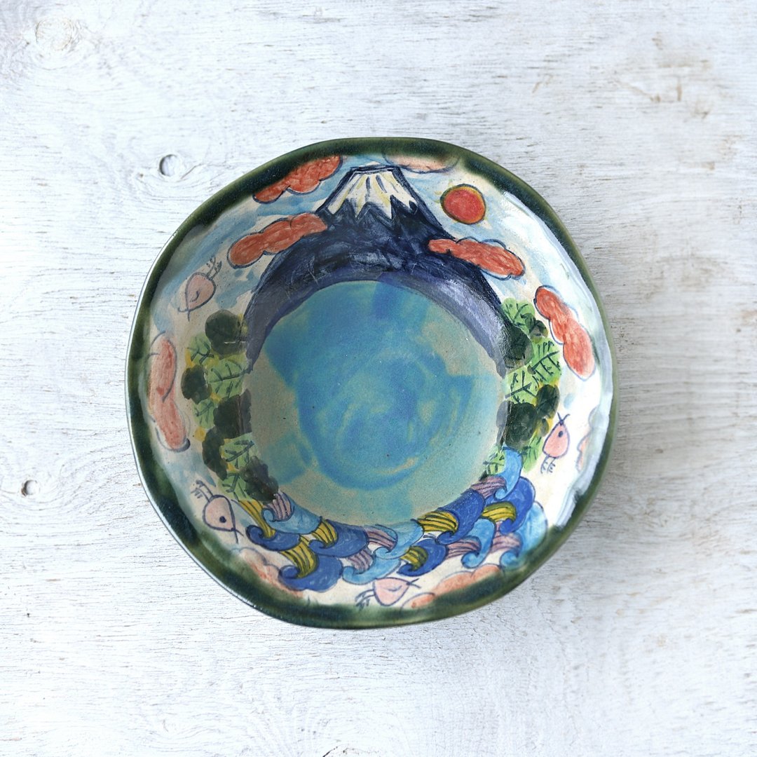 Blue Fuji's bowl surrounding the lake - 碗 - 陶 蓝色