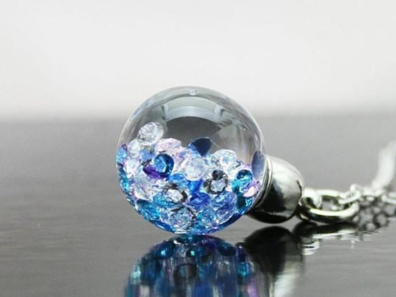 New Bijou glass Ball Pendant L Ice blue custom-made work - 项链 - 其他金属 