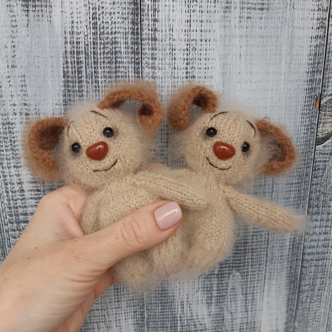 Puppy knitting pattern. Toy knitting tutorial. Small dog - 编织/刺绣/羊毛毡/裁缝 - 其他材质 