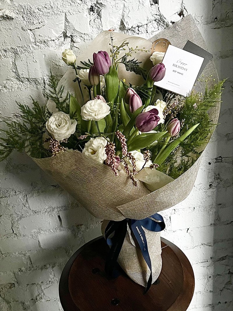 SCgift 新鲜郁金香混搭包装花束 - 干燥花/捧花 - 植物．花 