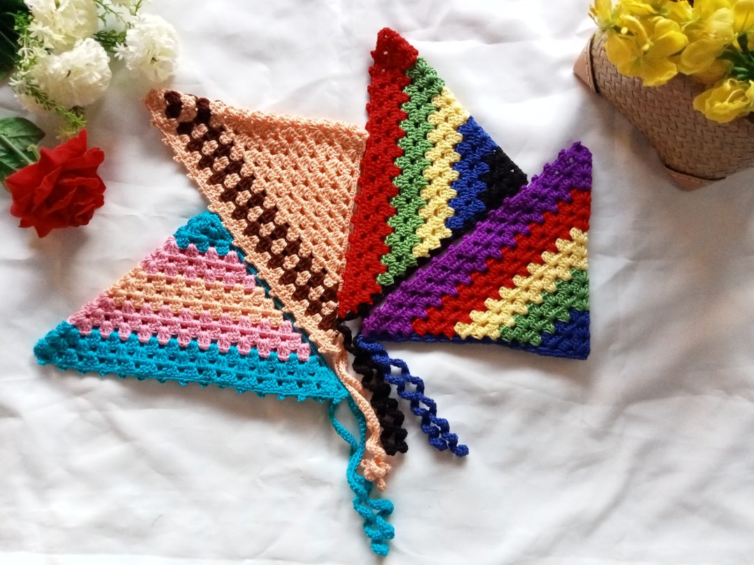 Crochet Bandana headband handmade multicolour - 发饰 - 压克力 多色