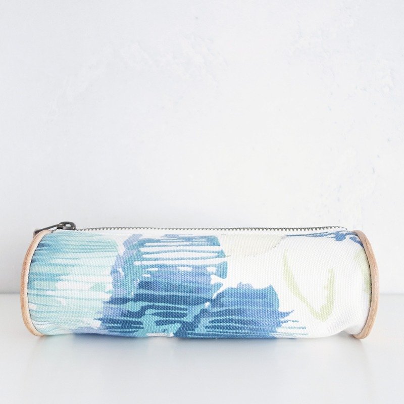 Iris 帆布 皮革笔袋 文具收纳包 生日礼物 聖誕節禮物 - 铅笔盒/笔袋 - 棉．麻 蓝色