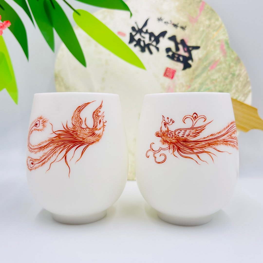 凤对杯 - 茶具/茶杯 - 瓷 白色