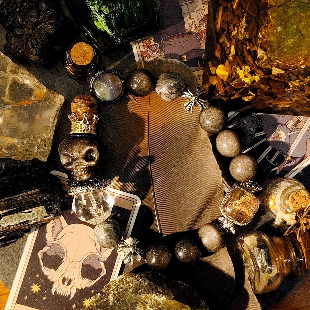灵光之境 | 幽灵水晶 | 拉长石 | 银曜石 | 地图石 | - 手链/手环 - 水晶 